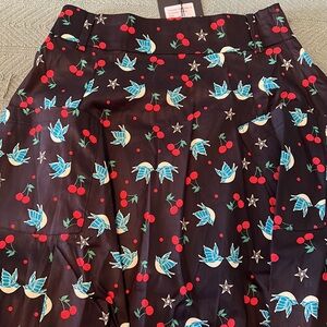 Trinette Swallows & Cherries Swing Skirt